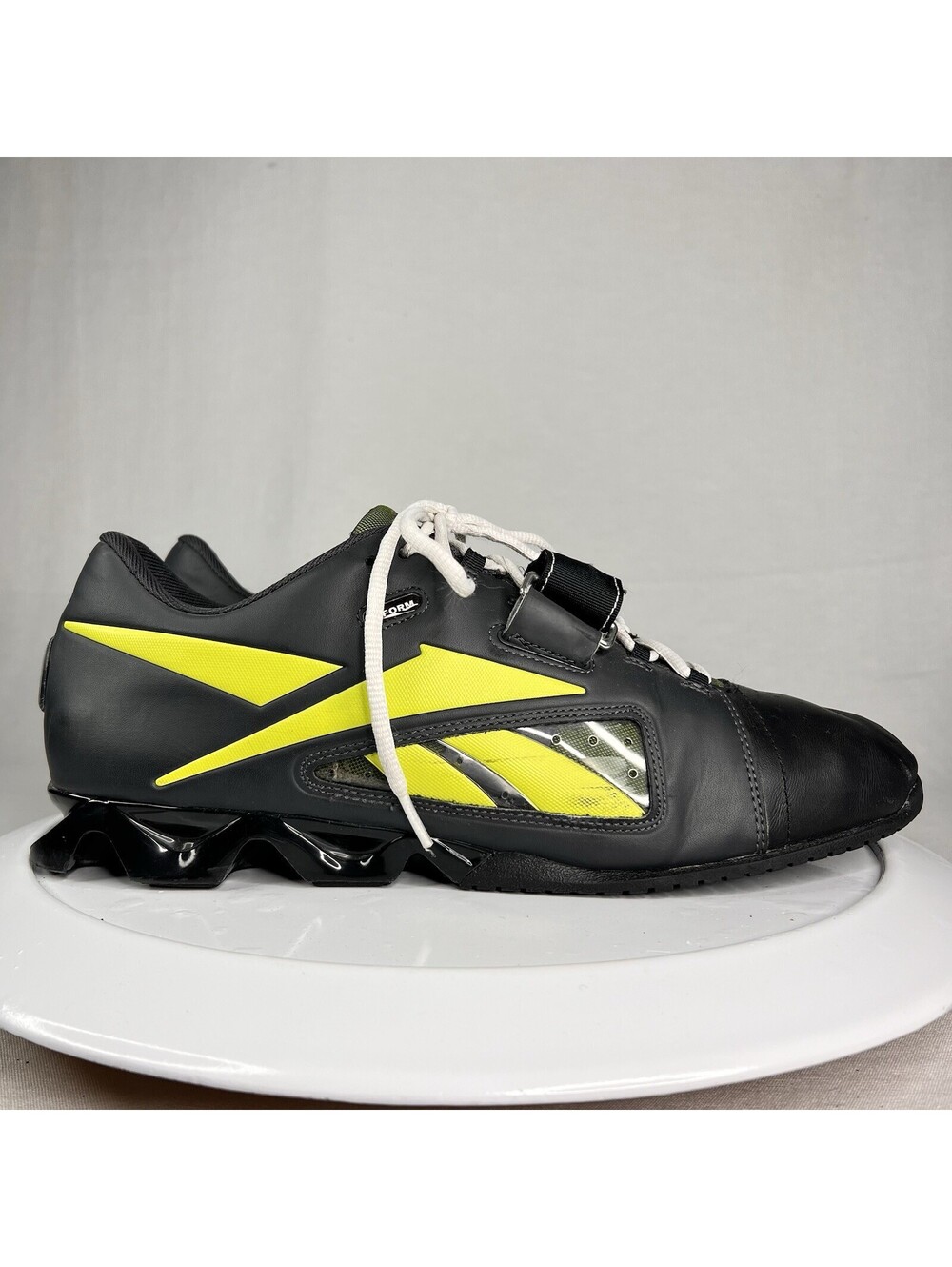 Reebok Crossfit Men's Weightlifting Shoes Leather Black Neon Green Men’s Sz 14